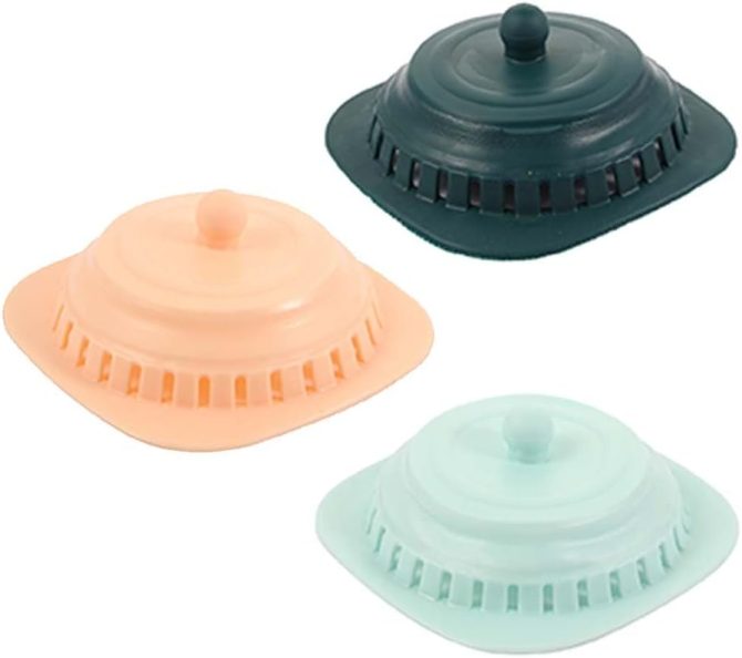 3pcs Silicone Folding Drain Cover Cap Floor Drain Cover, Drain Strainers Sewer Filter Bathroom Hair Catcher Sealing Plug for Kitchen Shower Room