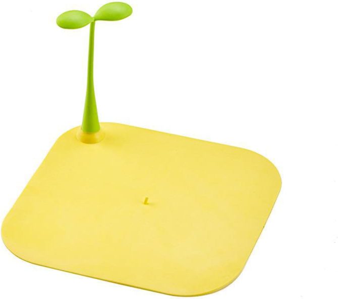 Silicone Bathtub Stopper Floor Drain Cover, Bean Sprout Shape Convenient and Practical Sewer Deodorizer Mats for Bathrooms, Kitchens, and Laundry Rooms. (Yellow)