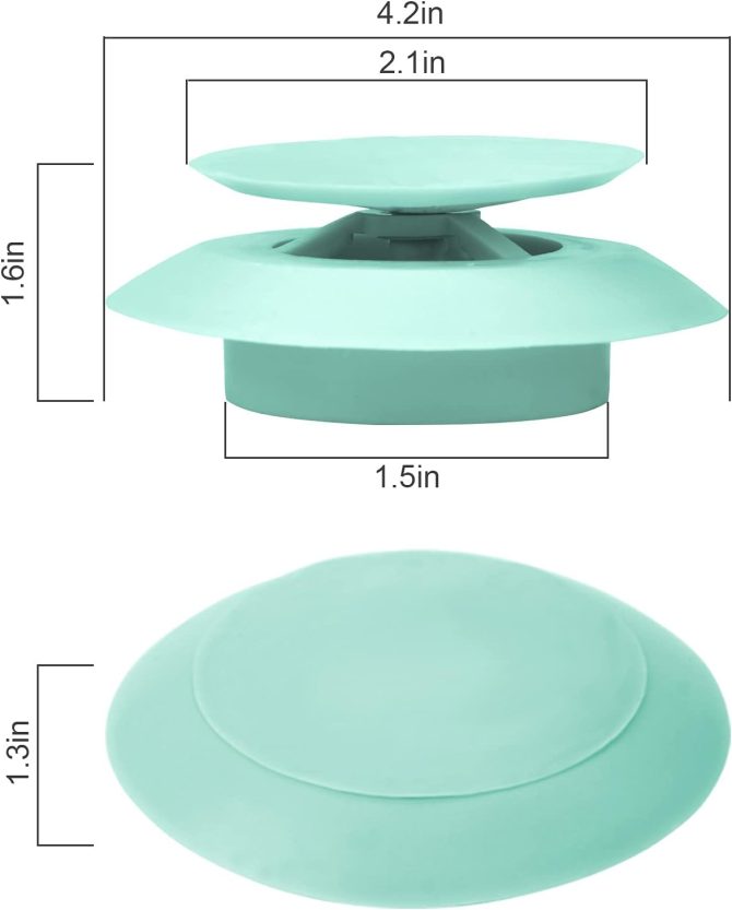 5 Pack Silicone Bathtub Stopper, Kitchen & Bathroom Drain Plug, Shower & Laundry Sink Cover with Hair Strainer (5 Colors) - Image 2