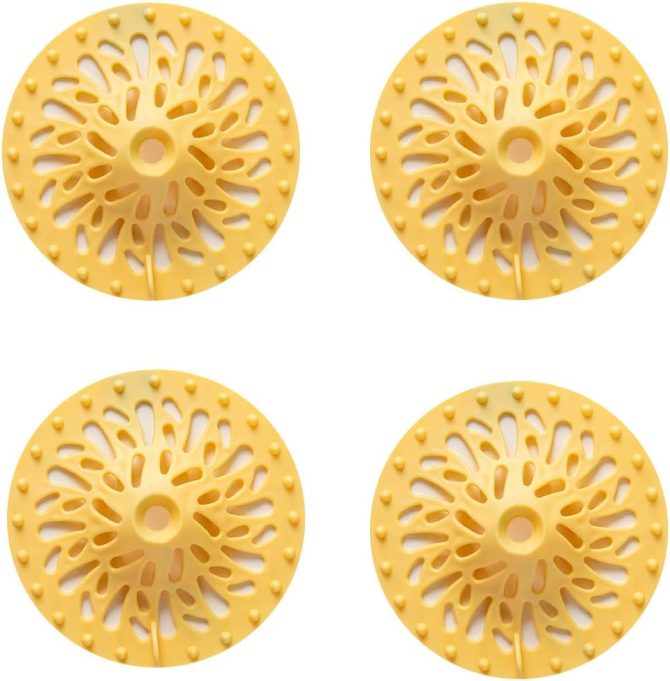 Hair Catcher Silicone Hair Stopper Shower Drain Covers Easy to Install and Clean Suit for Bathroom Bathtub and Kitchen (4 PCS,Yellow)