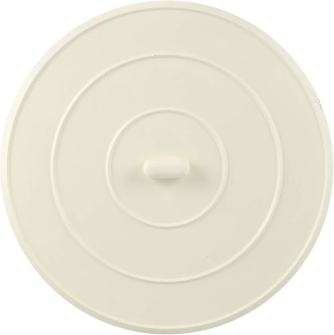 5-Inch Flat Suction Rubber Sink Stopper, Fits Kitchen & Bathroom Sink and Tub Drains, White, 1-Pack