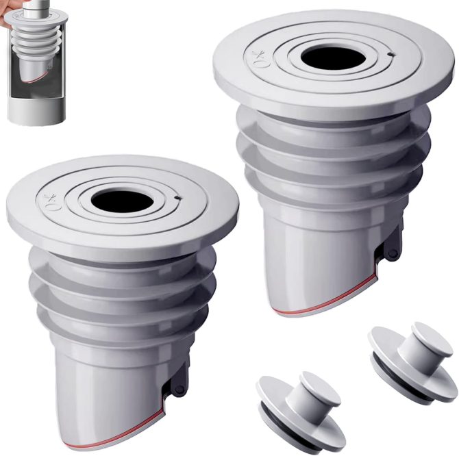 2Pcs Washing Machine Drain Hose Seal,  Silicone Anti-Odor Sewer Pipe Seal Ring Sealing Cover, Backflow Preventer One Way Drain Valve for Kitchen Sink Washing Machine (M (45 to 50mm)), Gray