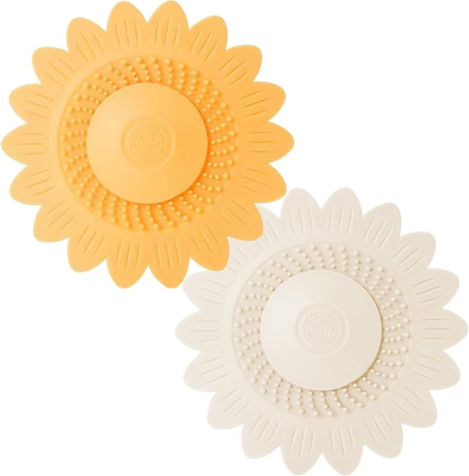 Drain Stopper 2 Pack,Shower Drain Cover,Drain Plugs with Double Filtration,Flower Shaped Bathtub Drain Stopper,for Kitchen, Bath and Laundry Drains