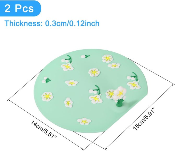 Silicone Tub Stopper Floor Drain Cover, 5.91 x 5.51inch Anti-Odor Bathtub Drain Mat Plugs Sewer Stopper for Kitchen Bathroom Balcony, Fan Shape Blue 2Pcs - Image 2