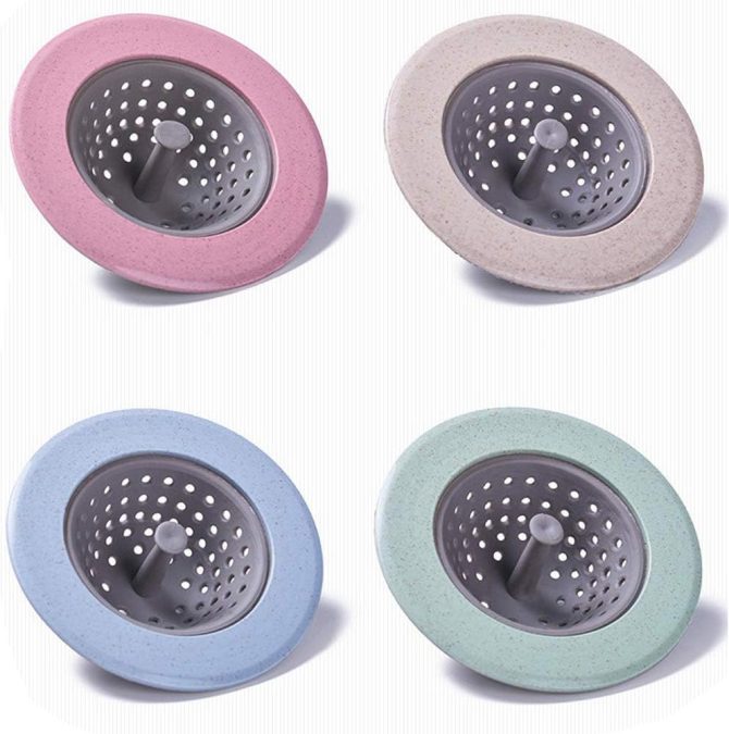 4Pcs Silicone Kitchen Sink Strainer Stopper Waste Plug Sink Filter Waste Collector Bathroom Sink Drains Cover Sewer Hair Filter Tools