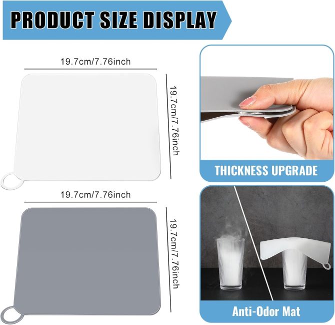 6 Pcs Shower Drain Cover Floor Drain Cover to Keep Bugs Out Silicone Tub Stopper Sewer Anti-Odor Mat Deodorizing Plugs for Bathroom Kitchen Laundry(Grey and White,7.76 x 7.76 Inch) - Image 2