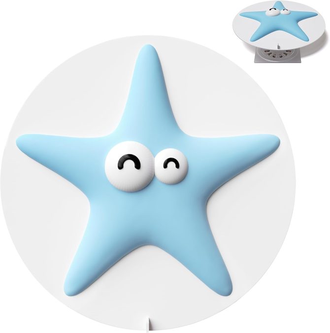 Bathtub Stopper Drain Plug Cover - Silicone Bath Tub Stopper, Shower Drain Cover, Cute Drain Stopper, Flat Drain Plug for Kitchen Sink and Bathtub, Bathtub Accessories, 6 Inches, Blue