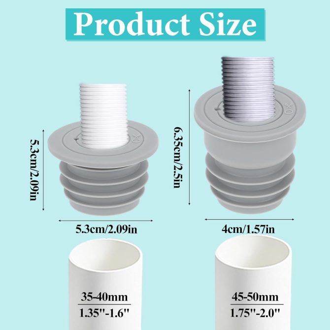 2 Pcs Drain Pipe Silicone Seal Plug Drain Sewer Deodorant Cover Washing Machine Drain Pipe Seal Plug Floor Drain Anti-Odor Silicone Plug for Kitchen Bath Washing Machine Drain - Image 2