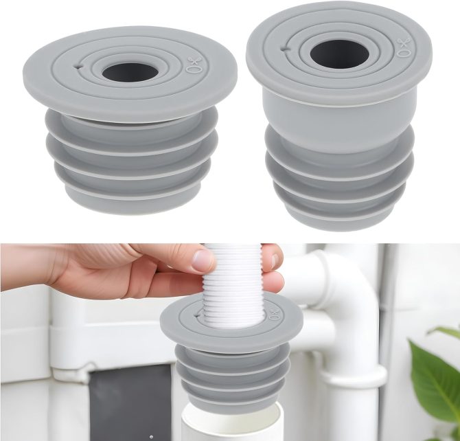 2 Pcs Drain Pipe Silicone Seal Plug Drain Sewer Deodorant Cover Washing Machine Drain Pipe Seal Plug Floor Drain Anti-Odor Silicone Plug for Kitchen Bath Washing Machine Drain