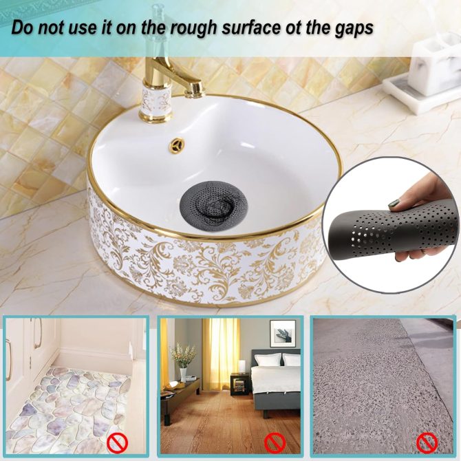 Hair Catcher Shower Round Drain Cover Silicone Bathroom Accessories Hair Stopper with Suction Cups,Easy to Install Suit for Bathroom,Bathtub,Kitchen 2 Pack (Black) - Image 2