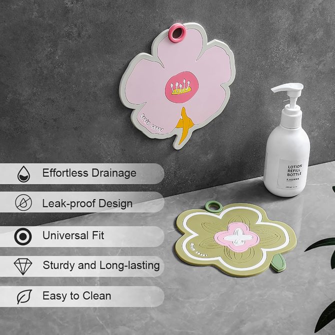 Flower-Shaped Silicone Bathtub Drain Cover 2 Packs - Tub Stopper Drain Stopper for Bathroom, Toddler Bath Essentials, Bathtub Accessories - Image 2