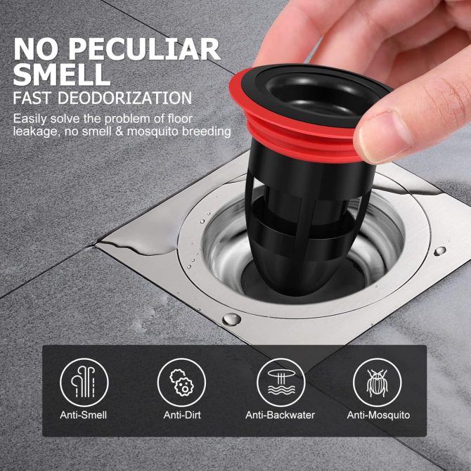 2PCS Shower Floor Drain Backflow Preventer Sewer Core Anti-Odor Plug for Kitchen Bathroom 2.56x2.16x1.42inch - Image 2