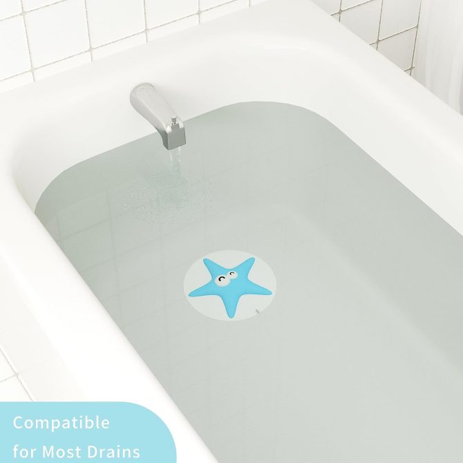 Bathtub Stopper Drain Plug Cover - Silicone Bath Tub Stopper, Shower Drain Cover, Cute Drain Stopper, Flat Drain Plug for Kitchen Sink and Bathtub, Bathtub Accessories, 6 Inches, Blue - Image 2